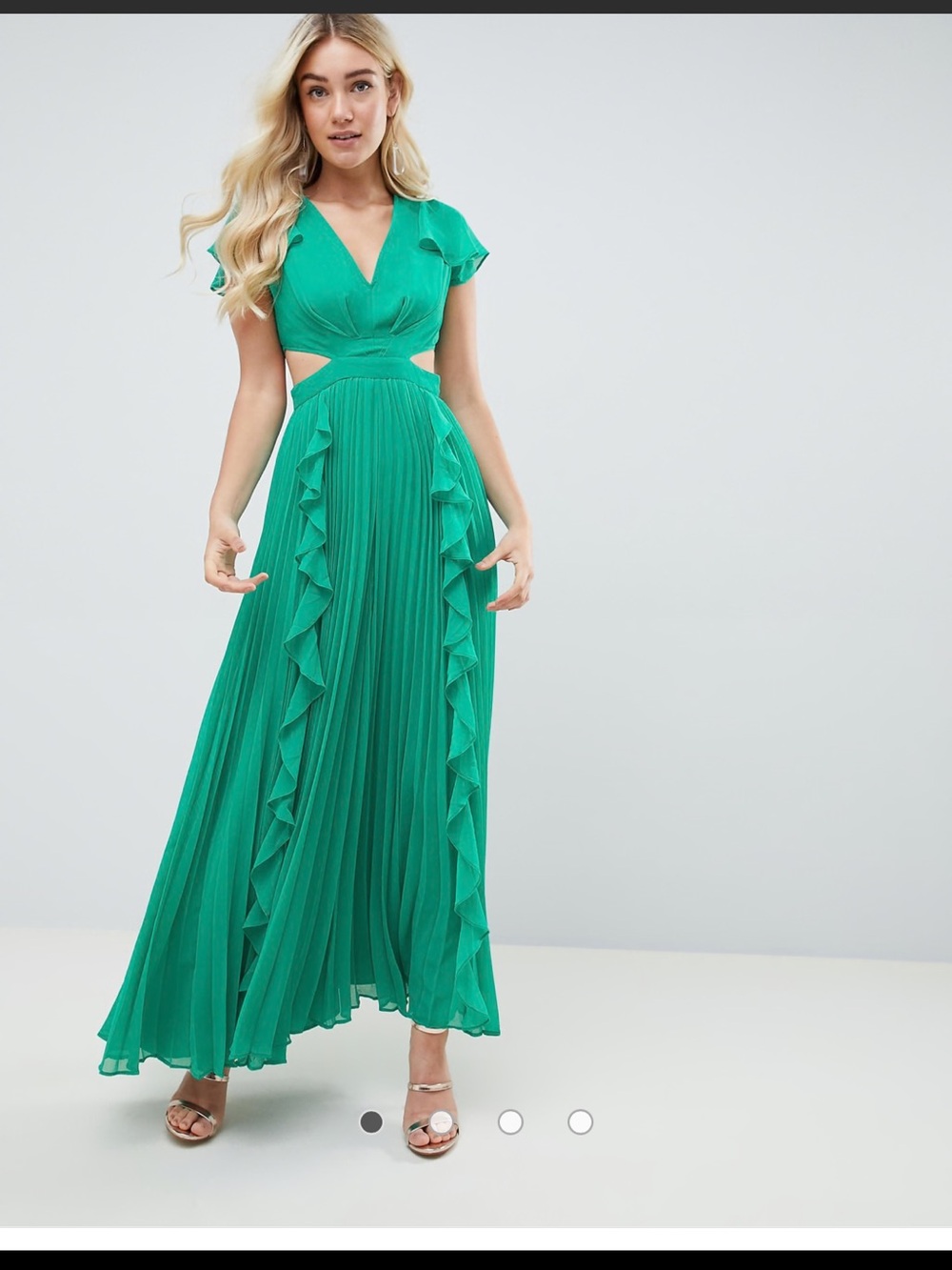 ASOS Emerald Green Maxi Dress with Ruffle Pleats